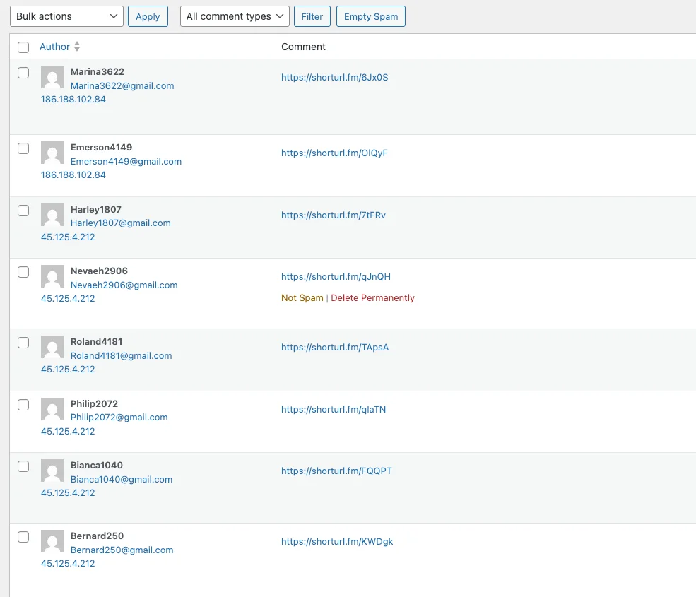 워드프레스 스팸 댓글 차단2